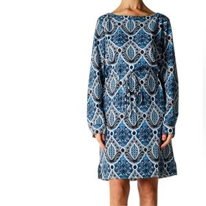 EUC Ann Taylor LOFT Outlet Blue Printed Retro Shift Dress